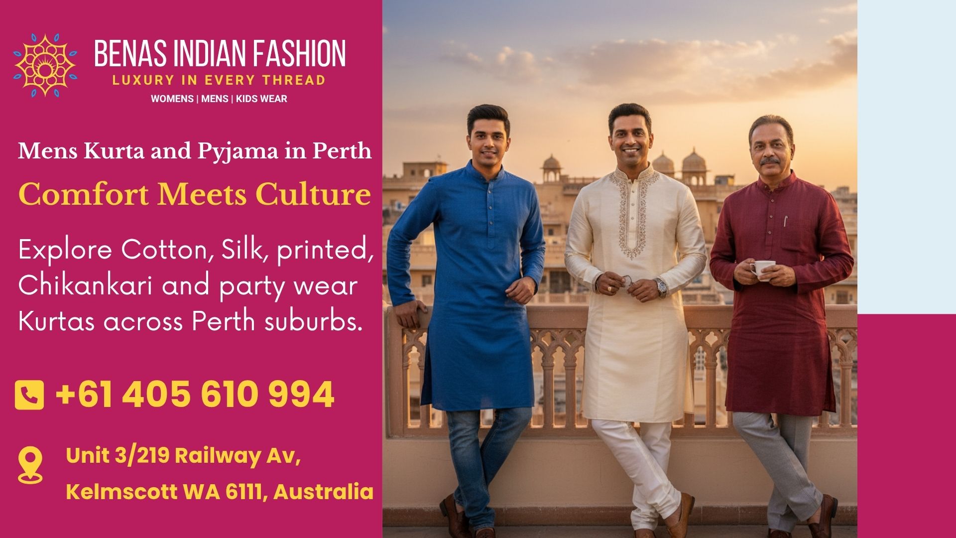 Mens Kurta and Pyjama in Perth Benas